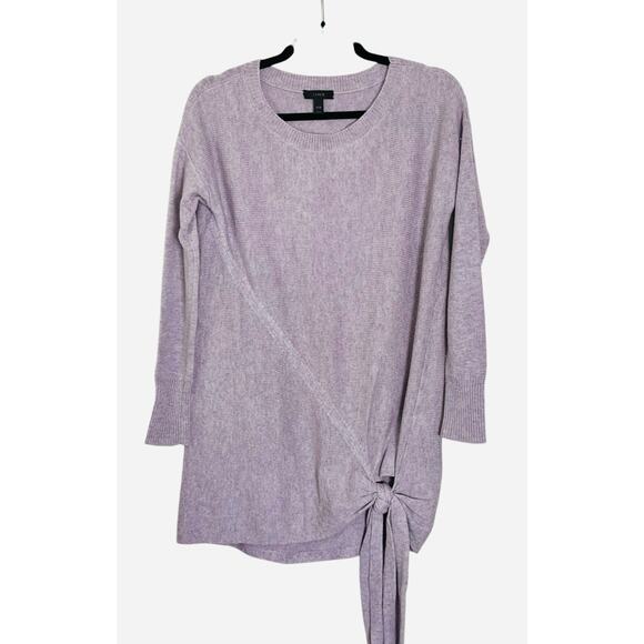 J. Crew Tie Waist Tunic Sweater XXXS Wool Blend Heathered Orchid Oversized - Picture 2 of 9
